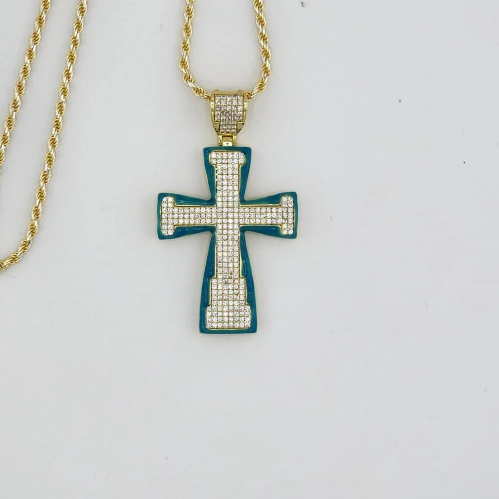 Brand New Sterling Silver 925 Blue Cross Necklace
